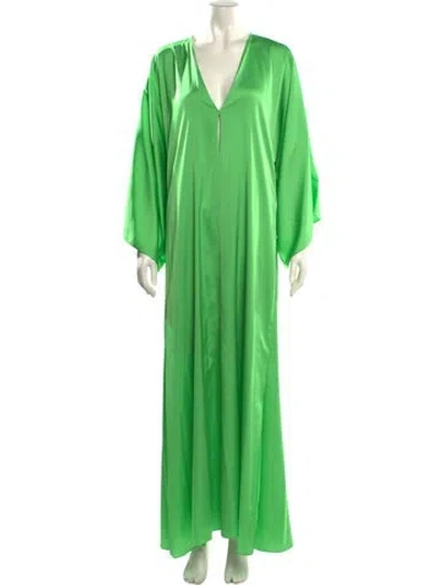 Pre-owned Alexis V-neck Long Dress In Green