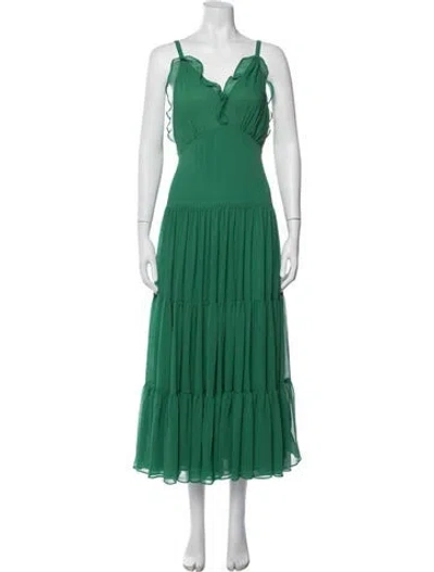 Pre-owned Alexis V-neck Long Dress In Green