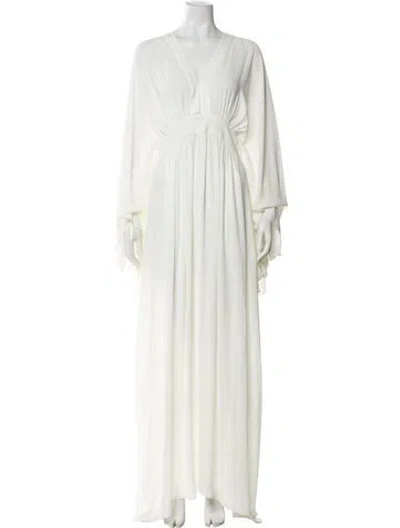 Pre-owned Alexis V-neck Long Dress In Neutral