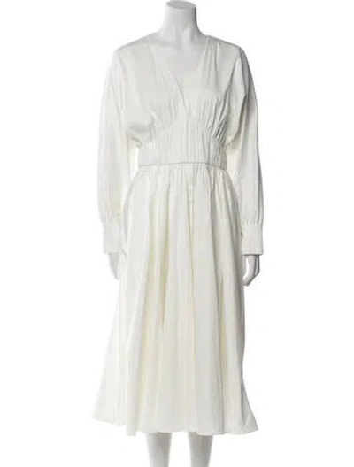 Pre-owned Alexis V-neck Long Dress In Neutral