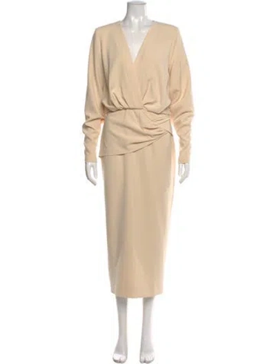Pre-owned Alexis V-neck Long Dress In Neutral