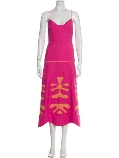 Pre-owned Alexis V-neck Long Dress In Pink