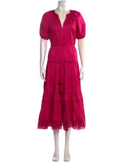 Pre-owned Alexis V-neck Long Dress In Pink