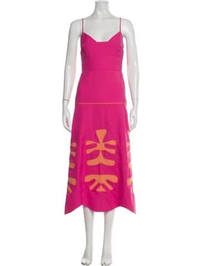 Pre-owned Alexis V-neck Long Dress In Pink