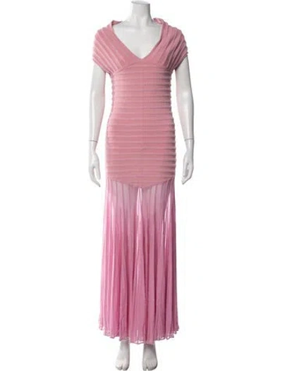 Pre-owned Alexis V-neck Long Dress In Pink