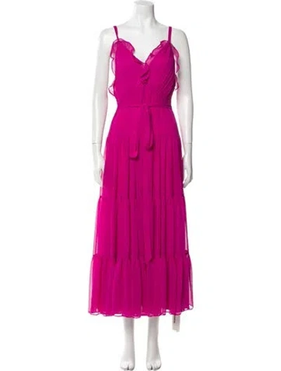 Pre-owned Alexis V-neck Long Dress In Purple