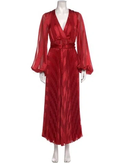 Pre-owned Alexis V-neck Long Dress In Red