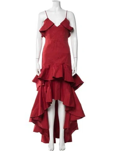 Pre-owned Alexis V-neck Long Dress In Red