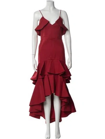 Pre-owned Alexis V-neck Long Dress In Red