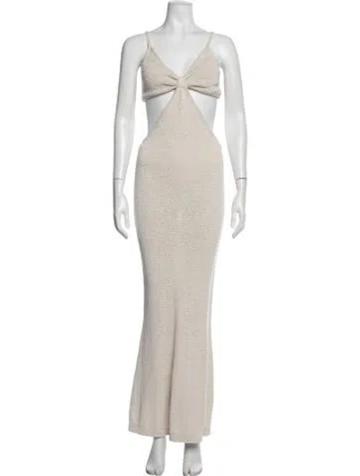 Pre-owned Alexis V-neck Long Dress W/ Tags In Neutrals