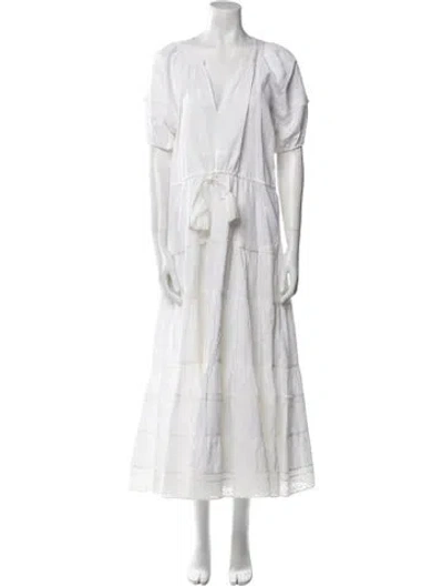 Pre-owned Alexis V-neck Long Dress In White