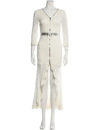 Pre-owned Alexis V-neck Long Dress In White