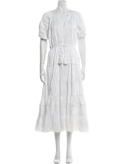 Pre-owned Alexis V-neck Long Dress In White