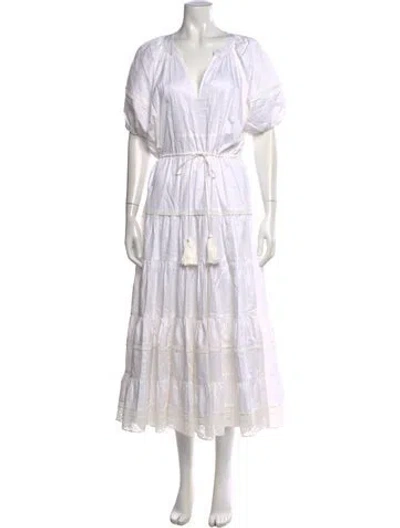 Pre-owned Alexis V-neck Long Dress In White