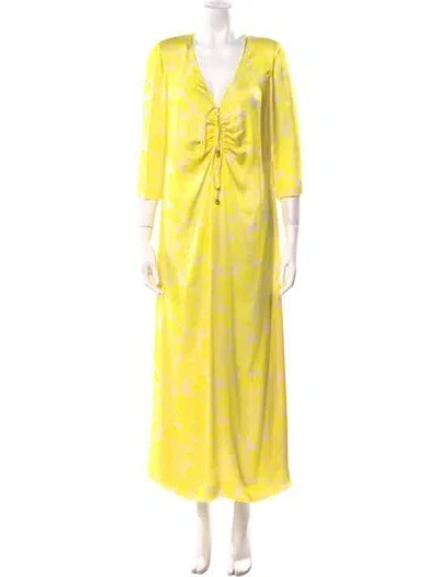 Pre-owned Alexis V-neck Long Dress In Yellow