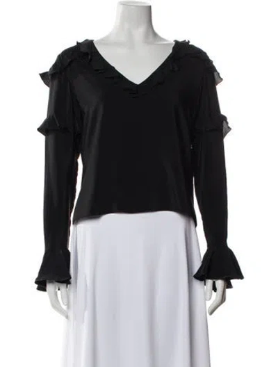 Pre-owned Alexis V-neck Long Sleeve Blouse In Black