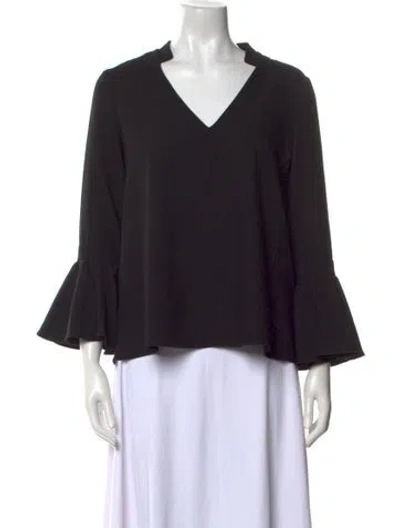 Pre-owned Alexis V-neck Long Sleeve Blouse In Black