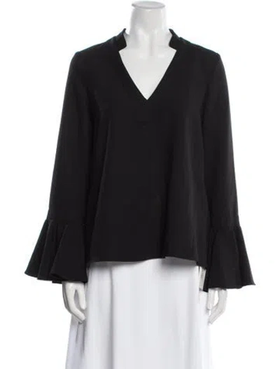 Pre-owned Alexis V-neck Long Sleeve Blouse In Black