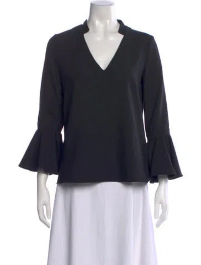 Pre-owned Alexis V-neck Long Sleeve Blouse In Black