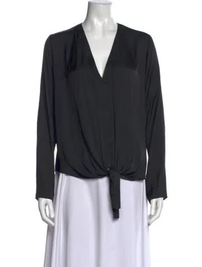 Pre-owned Alexis V-neck Long Sleeve Blouse In Black