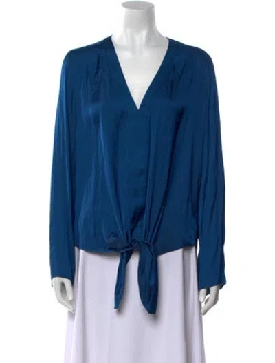 Pre-owned Alexis V-neck Long Sleeve Blouse In Blue