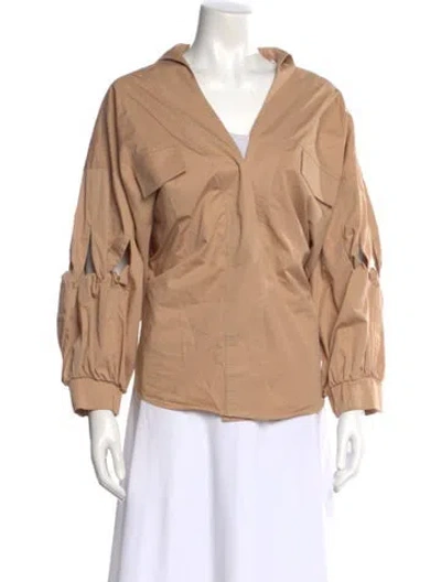 Pre-owned Alexis V-neck Long Sleeve Blouse In Neutral