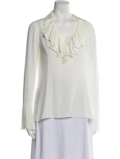 Pre-owned Alexis V-neck Long Sleeve Blouse In Neutral