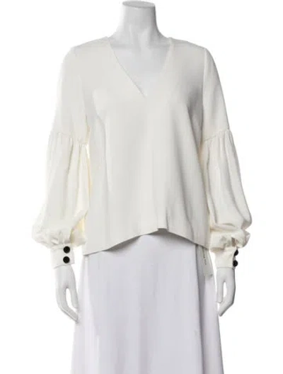 Pre-owned Alexis V-neck Long Sleeve Blouse In Neutrals