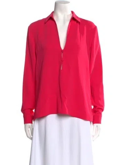 Pre-owned Alexis V-neck Long Sleeve Blouse In Pink