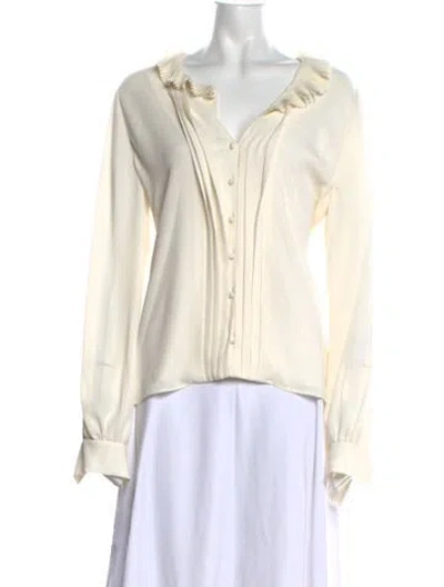 Pre-owned Alexis V-neck Long Sleeve Blouse W/ Tags In Neutrals