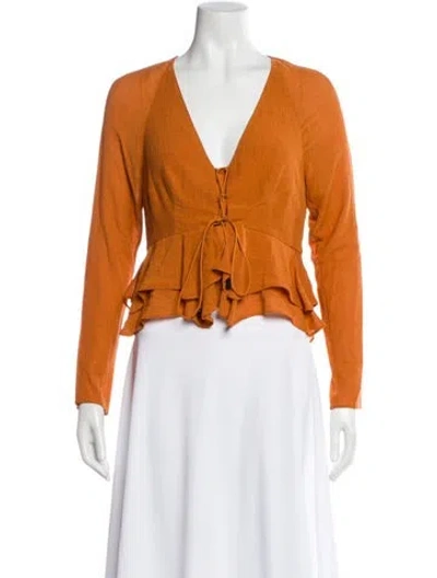 Pre-owned Alexis V-neck Long Sleeve Blouse W/ Tags In Orange