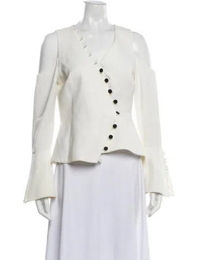 Pre-owned Alexis V-neck Long Sleeve Blouse In White
