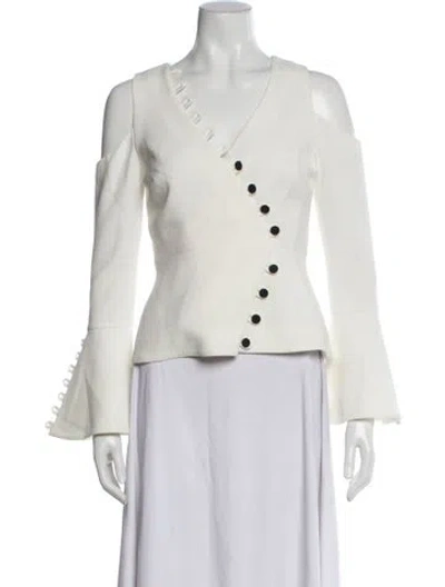 Pre-owned Alexis V-neck Long Sleeve Blouse In White