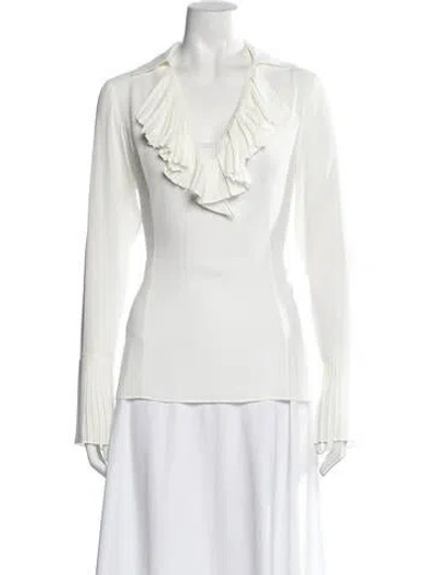 Pre-owned Alexis V-neck Long Sleeve Blouse In White