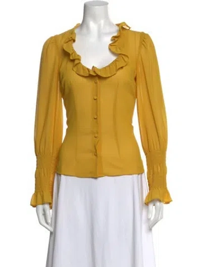 Pre-owned Alexis V-neck Long Sleeve Blouse In Yellow
