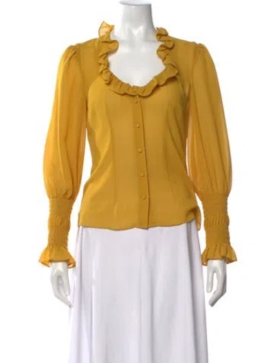 Pre-owned Alexis V-neck Long Sleeve Blouse In Yellow