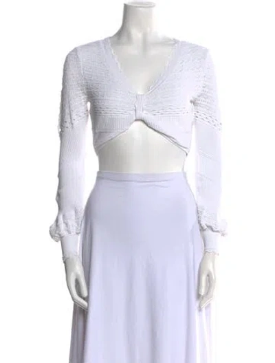 Pre-owned Alexis V-neck Long Sleeve Crop Top In White