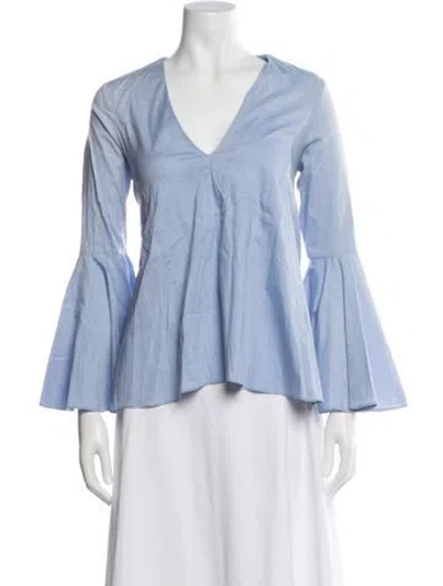 Pre-owned Alexis V-neck Long Sleeve Top In Blue