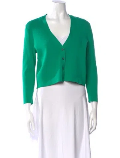 Pre-owned Alexis V-neck Long Sleeve Top In Green