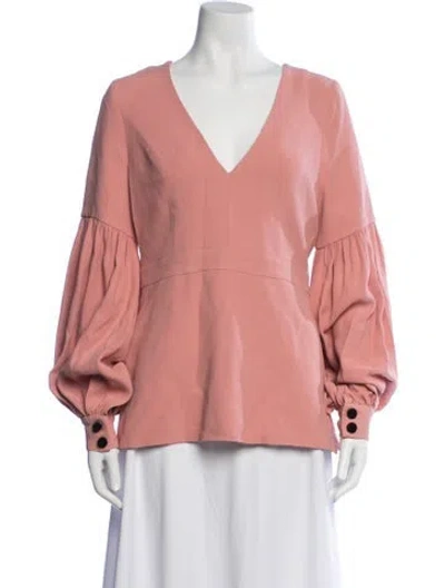 Pre-owned Alexis V-neck Long Sleeve Top In Pink