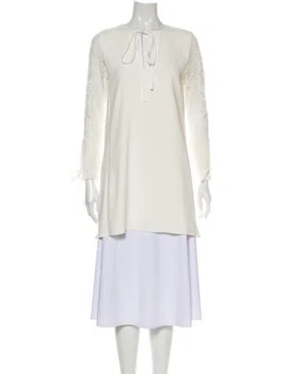 Pre-owned Alexis V-neck Long Sleeve Tunic In White