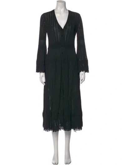 Pre-owned Alexis V-neck Midi Length Dress In Black