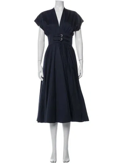 Pre-owned Alexis V-neck Midi Length Dress In Black