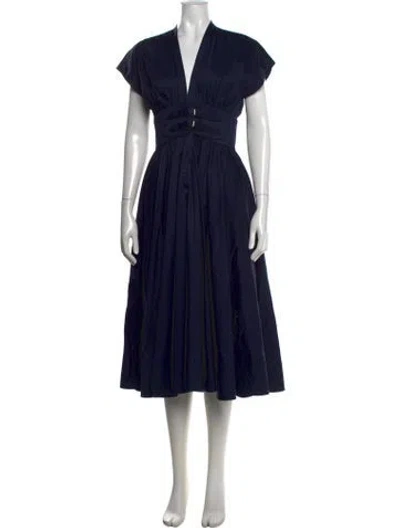 Pre-owned Alexis V-neck Midi Length Dress In Blue