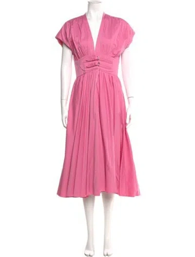 Pre-owned Alexis V-neck Midi Length Dress In Multi