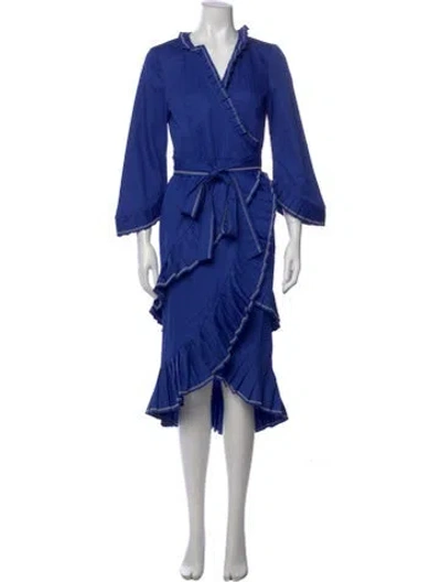 Pre-owned Alexis V-neck Midi Length Dress In Multi
