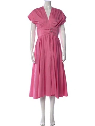 Pre-owned Alexis V-neck Midi Length Dress In Multi