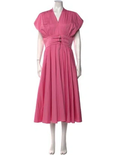 Pre-owned Alexis V-neck Midi Length Dress In Multicolor