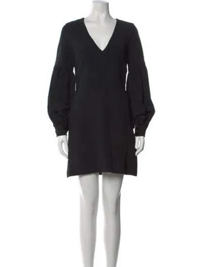 Pre-owned Alexis V-neck Mini Dress In Black