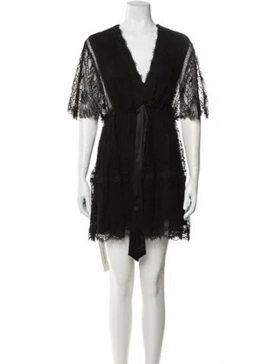 Pre-owned Alexis V-neck Mini Dress In Black